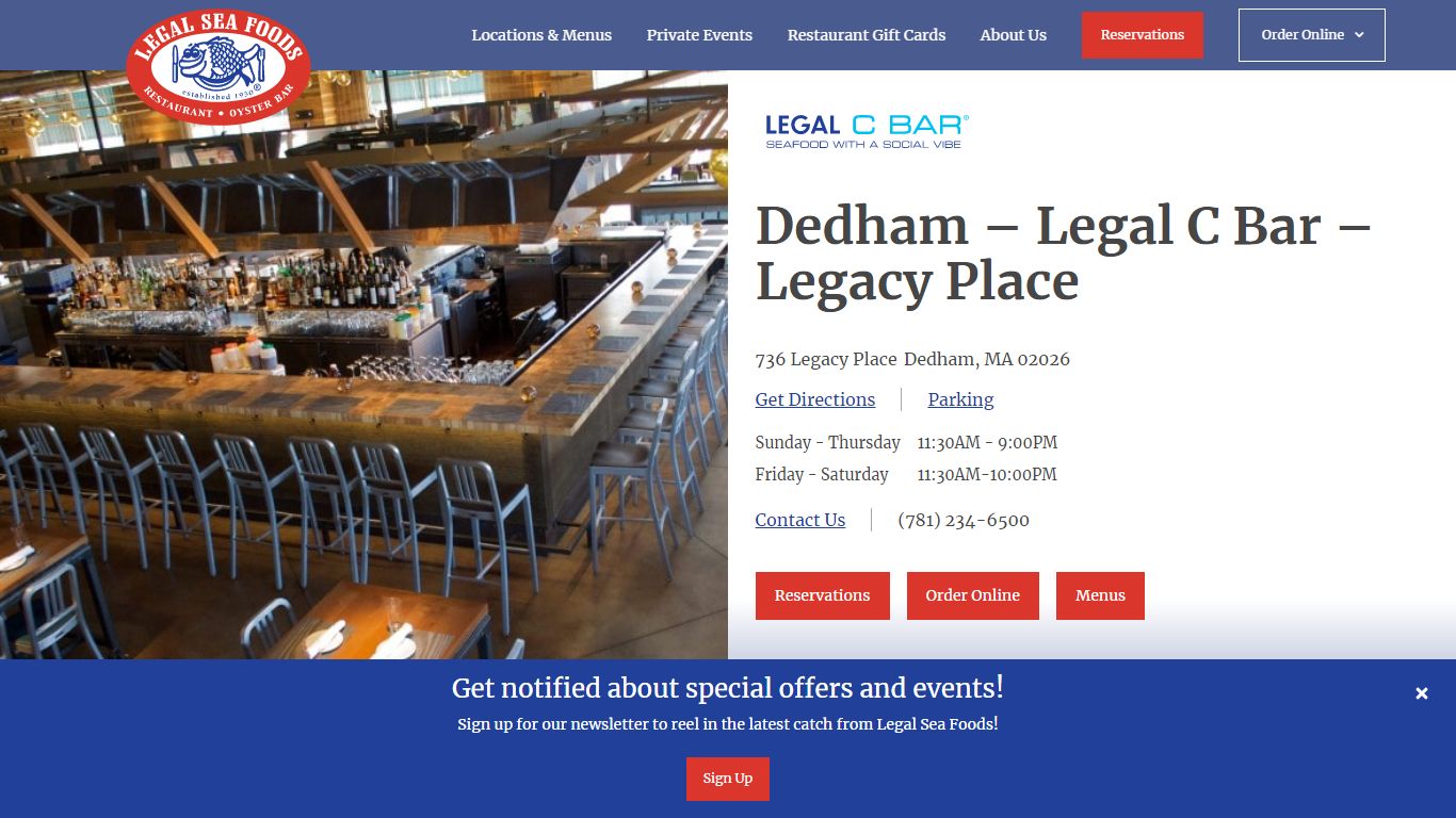 Dedham - Legal C Bar - Legacy Place - Legal Sea Foods